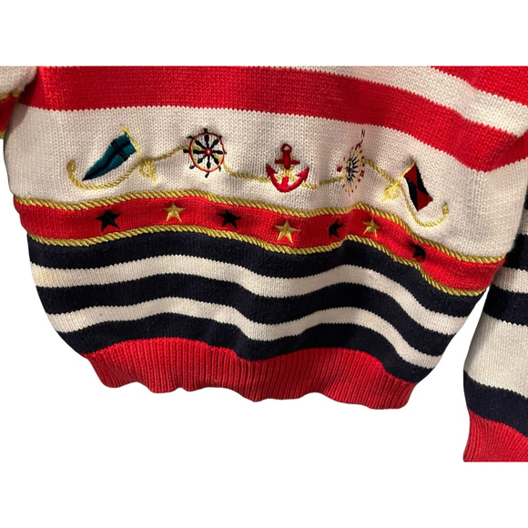 Vintage Charter Club Nautical Sailor Crew Neck Sweater Size Small Boating Stripe - Picture 5 of 7